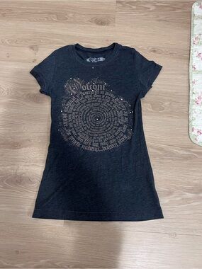 Y2k Volcom Graphic Tee in Black with Metallic Print